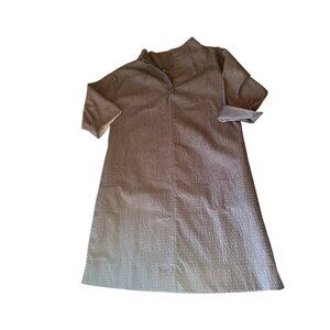 Ozai N Ku Textured Navy Tunic Dress XS Made In Greece 35% Cotton 65% Polyester S